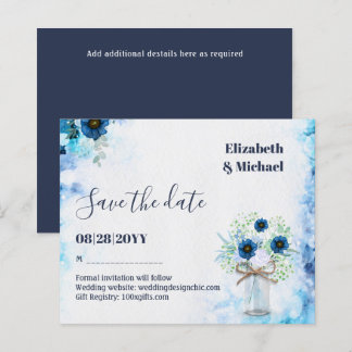 BUDGET Dusty Blue Save Dates Rustic Wedding