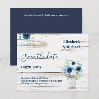 BUDGET Dusty Blue Save Dates Rustic Wedding