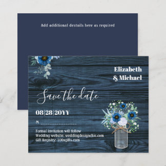 BUDGET Dusty Blue Save Dates Rustic Wedding