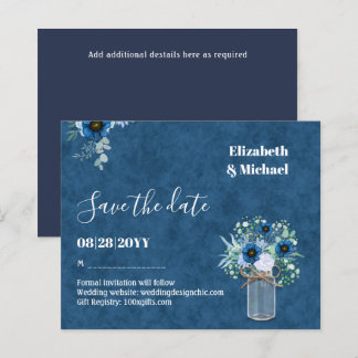 BUDGET Dusty Blue Save Dates Rustic Wedding