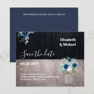 BUDGET Dusty Blue Save Dates Rustic Wedding