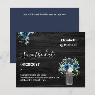 BUDGET Dusty Blue Save Dates Rustic Wedding