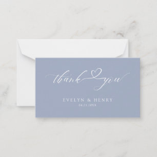 Budget Dusty Blue Script Wedding Thank You Cards