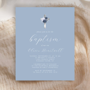 Budget Dusty Blue Silver Floral Cross Boys Baptism