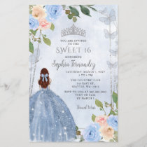Budget Dusty Blue Silver Floral Princess Sweet 16
