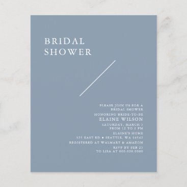 Budget Dusty Blue Simple Bridal Shower Invitation