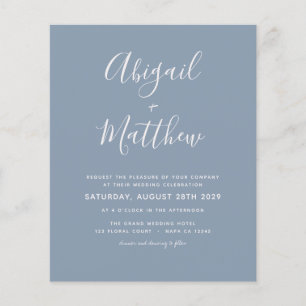 Budget Dusty Blue Simple Wedding Invitation