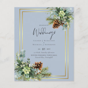 BUDGET Dusty Blue Wedding Eucalyptus Greenery Flyer