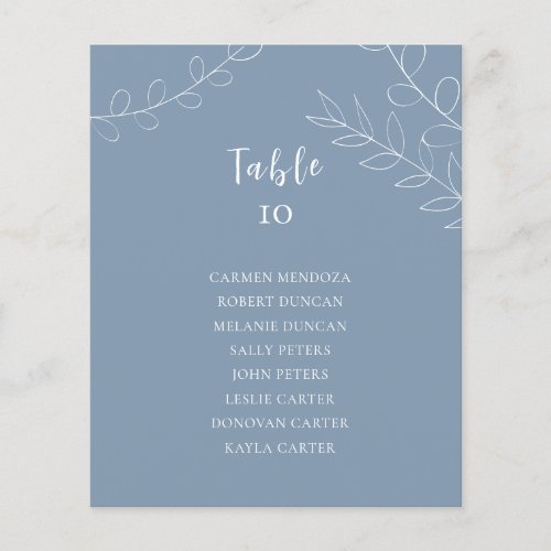 Budget Dusty Blue Wedding Seating Chart Table Card