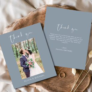 Budget Dusty Blue Wedding Thank You Photo  Flyer