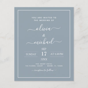 Budget Dusty Blue Wedding with Photo Invitation Fl Flyer