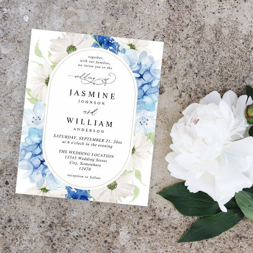 Budget Dusty Blue  White Floral Wedding Flyer
