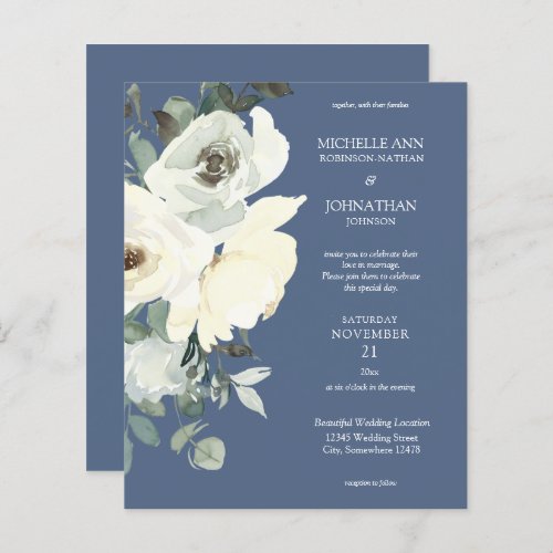 Budget Dusty Blue  White on Blue Floral Wedding