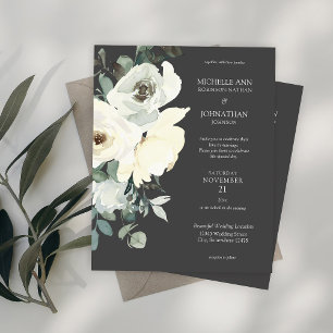 Budget Dusty Blue & White on Gray Floral Wedding