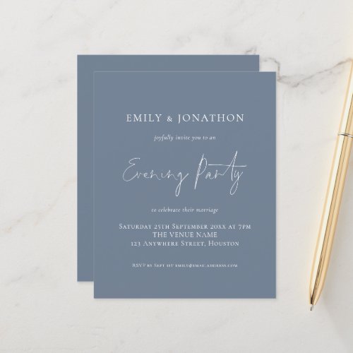 Budget Dusty Blue White Wedding Evening Party