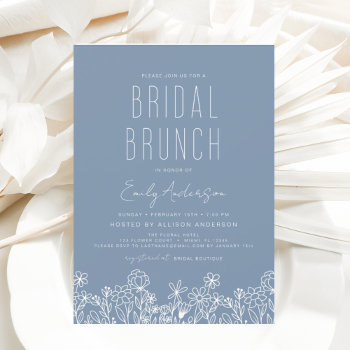Budget Dusty Blue Wildflower Bridal Brunch Shower Flyer by Hot_Foil_Creations at Zazzle