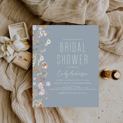 Budget Dusty Blue Wildflower Bridal Shower