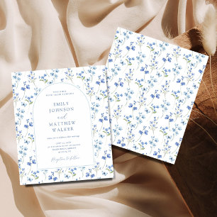 Budget Dusty Blue Wildflower Wedding Invitation