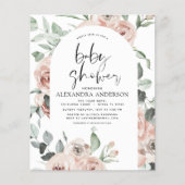 Budget Dusty Pink Baby Shower Floral Invitation (Front)