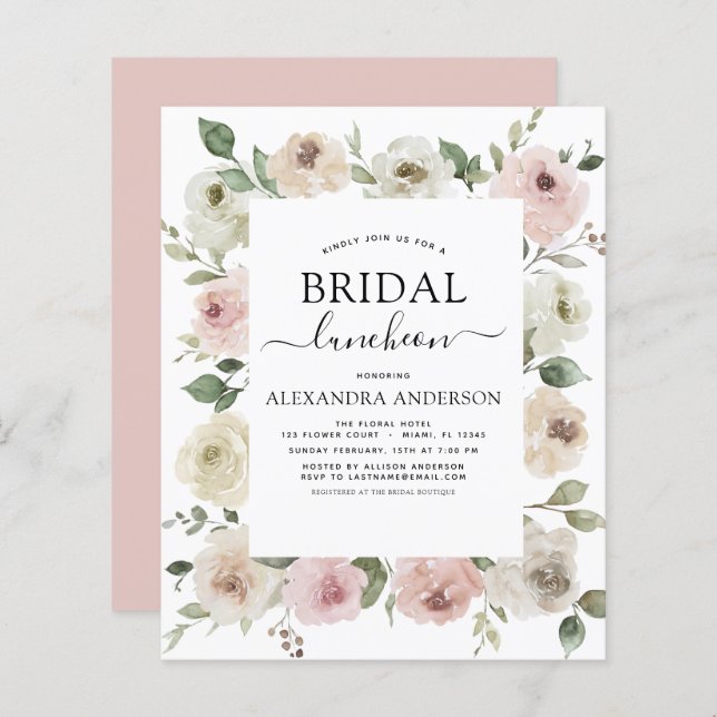 Budget Dusty Pink Bridal Shower Luncheon Floral (Front/Back)