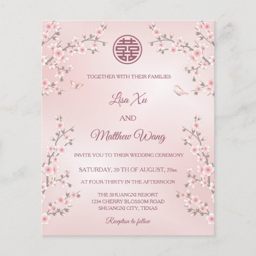 BUDGET Dusty Pink Cherry Blossom Chinese Wedding