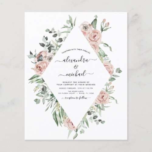 Budget Dusty Pink Floral Eucalyptus Photo Wedding