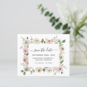 Budget Dusty Pink Floral Greenery Save the Date