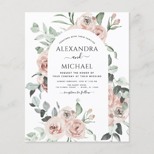 Budget Dusty Pink Floral Photo Eucalyptus Wedding