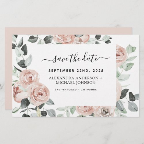 Budget Dusty Pink Floral Save the Date  Invitation