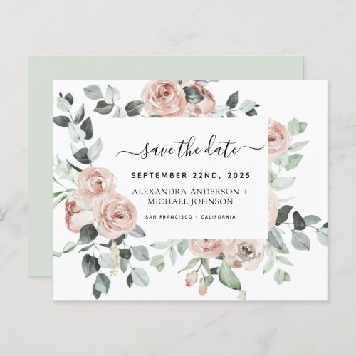 Budget Dusty Pink Floral Save the Date  Invitation
