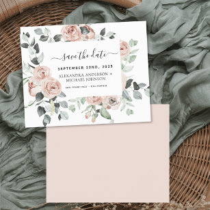 Budget Dusty Pink Floral Save the Date  Invitation