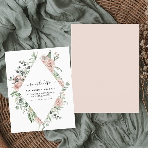 Budget Dusty Pink Floral Save the Date Invitation