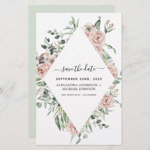 Budget Dusty Pink Floral Save the Date Invitation