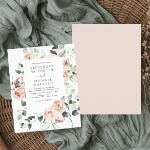 Budget Dusty Pink Floral Wedding Invitation Flyer
