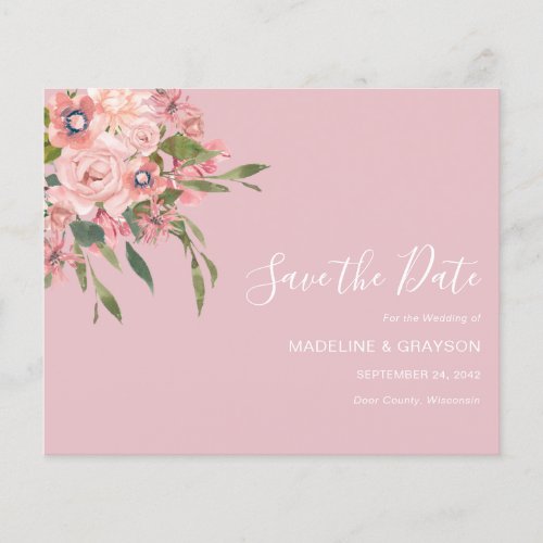 BUDGET Dusty Pink Floral Wedding Save the Date