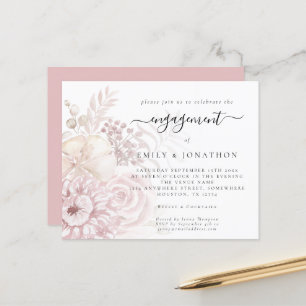 Budget Dusty Pink Florals Engagement Invitation