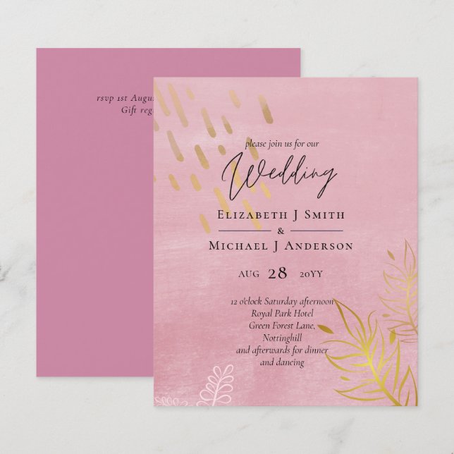 BUDGET Dusty Pink Gold Wedding (Front/Back)