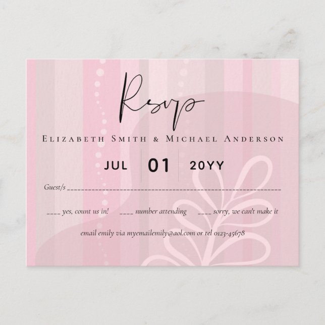 Budget Dusty Pink Modern Abstract Wedding Postcard (Front)