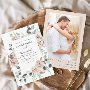 Budget Dusty Pink Photo Floral Eucalyptus Wedding
