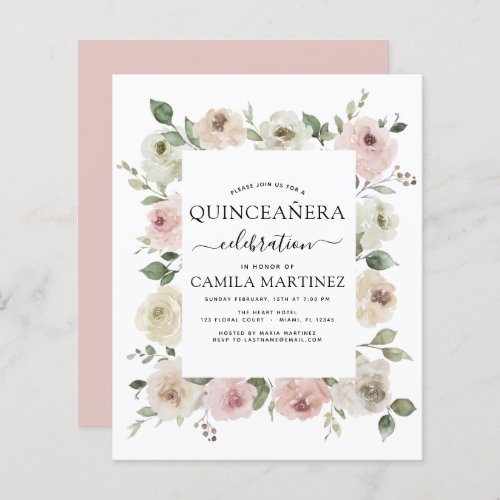Budget Dusty Pink Quinceaera Floral Greenery
