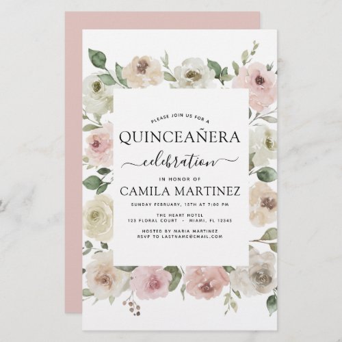 Budget Dusty Pink Quinceaera Floral Greenery