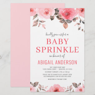 Budget Dusty Pink Rose Baby Sprinkle Invitation