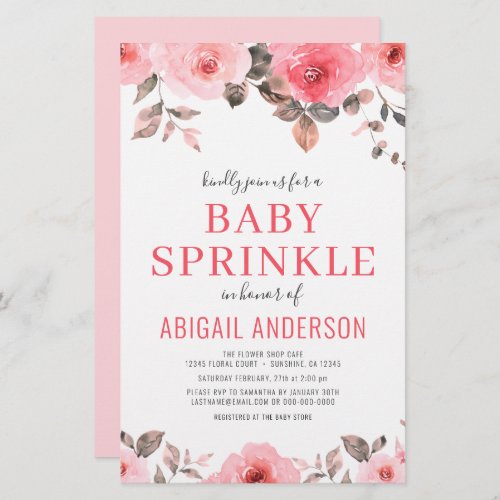 Budget Dusty Pink Rose Baby Sprinkle Invitation