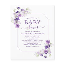Budget Dusty Purple Floral Greenery Baby Shower Flyer
