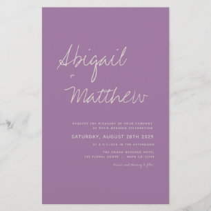 Budget Dusty Purple Minimalist Wedding Invitation