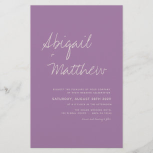 Budget Dusty Purple Minimalist Wedding Invitation Flyer
