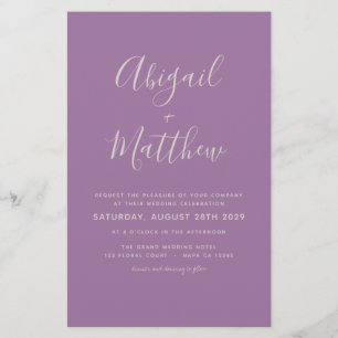 Budget Dusty Purple Simple Wedding Invitation Flyer
