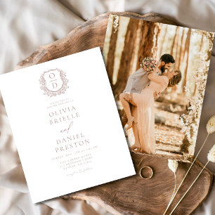 Budget Dusty Rose Crest Wedding Invitation Flyer