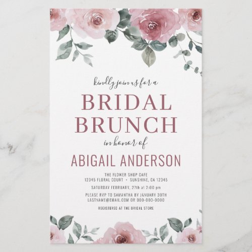 Budget Dusty Rose Floral Bridal Shower Invitation 