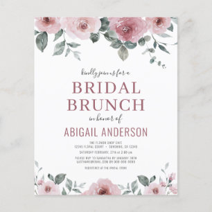 Budget Dusty Rose Floral Bridal Shower Invitation Flyer